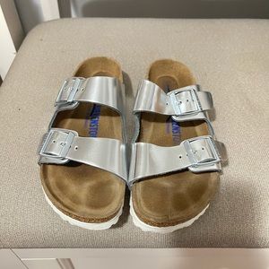 Silver Birkenstock Sandals size 36